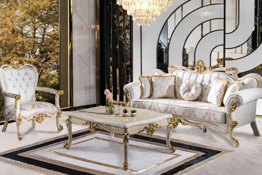 Casa Padrino Luxus Barock Couchtisch Beige / Weiß / Gold - Prunkvoller Wohnzimmertisch im Barockstil - Barockstil Wohnzimmer Möbel - Barock Möbel - Barock Einrichtung - Luxus Möbel im Barockstil