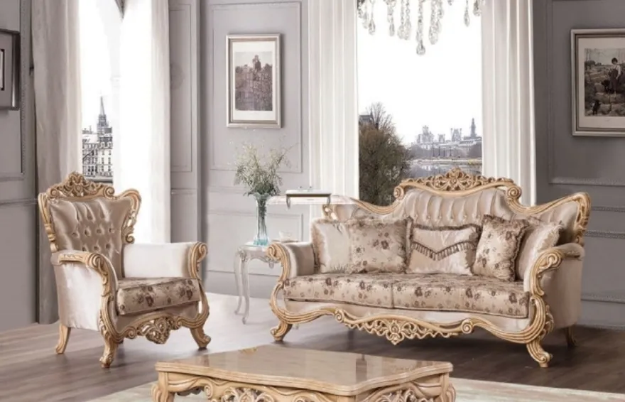 Casa Padrino Luxus Barock Couchtisch Naturfarben - Prunkvoller Massivholz Wohnzimmertisch im Barockstil - Barock Wohnzimmer Möbel - Edel & Prunkvoll