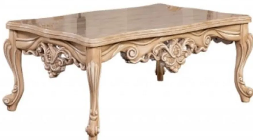 Casa Padrino Luxus Barock Couchtisch Naturfarben - Prunkvoller Massivholz Wohnzimmertisch im Barockstil - Barock Wohnzimmer Möbel - Edel & Prunkvoll