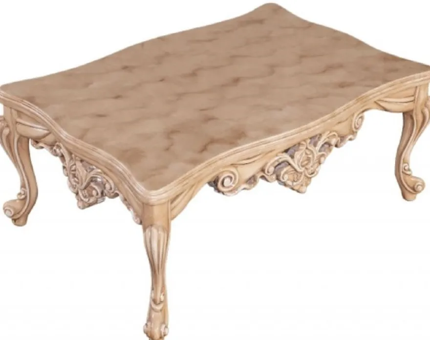 Casa Padrino Luxus Barock Couchtisch Naturfarben - Prunkvoller Massivholz Wohnzimmertisch im Barockstil - Barock Wohnzimmer Möbel - Edel & Prunkvoll