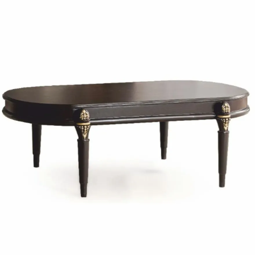 Casa Padrino Luxus Barock Couchtisch Dunkelbraun / Gold 128 cm - Barock Möbel