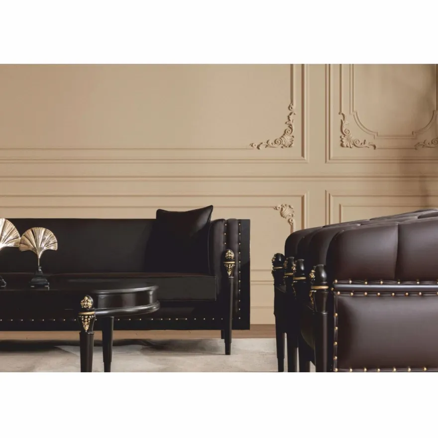 Casa Padrino Luxus Barock Couchtisch Dunkelbraun / Gold 128 cm - Barock Möbel