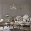 Casa Padrino Luxus Barock Couchtisch Weiß / Gold 130 x 90 x H. 47 cm - Prunkvoller Massivholz Wohnzimmertisch im Barockstil - Barock Möbel
