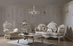 Casa Padrino Luxus Barock Couchtisch Weiß / Gold 130 x 90 x H. 47 cm - Prunkvoller Massivholz Wohnzimmertisch im Barockstil - Barock Möbel