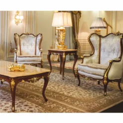 Casa Padrino Luxus Barock Couchtisch Beige / Dunkelbraun / Gold 146 cm - Made in Italy