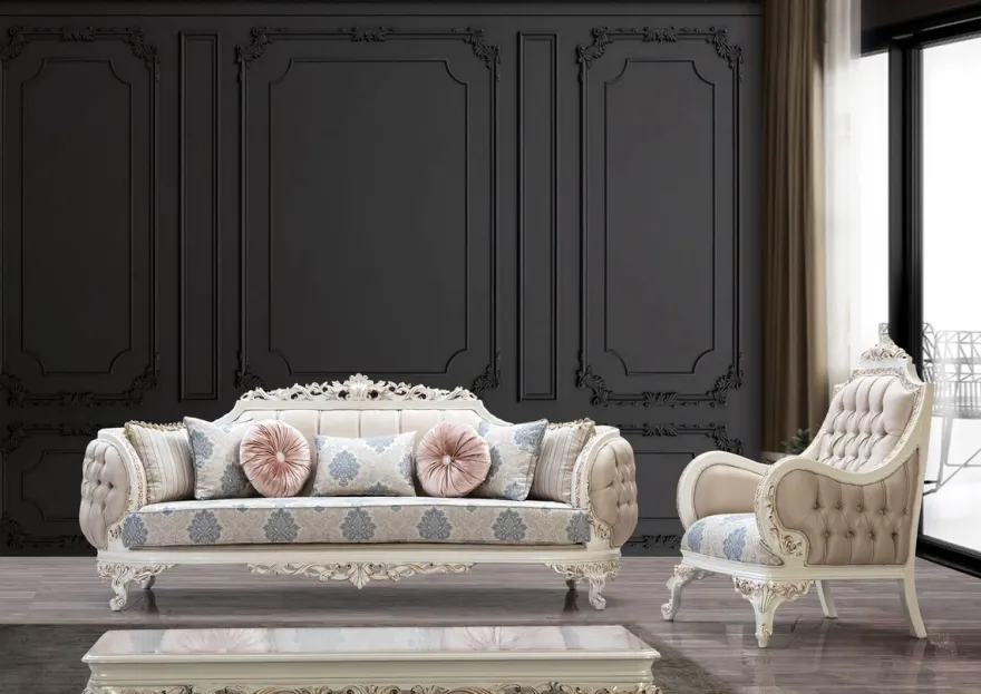 Casa Padrino Luxus Barock Couchtisch Cremeweiß / Kupfer - Rechteckiger Barockstil Wohnzimmertisch - Barockstil Wohnzimmer Möbel - Barock Möbel - Luxus Möbel im Barockstil