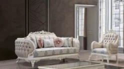 Casa Padrino Luxus Barock Couchtisch Cremeweiß / Kupfer - Rechteckiger Barockstil Wohnzimmertisch - Barockstil Wohnzimmer Möbel - Barock Möbel - Luxus Möbel im Barockstil