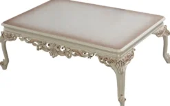 Casa Padrino Luxus Barock Couchtisch Cremeweiß / Kupfer - Rechteckiger Barockstil Wohnzimmertisch - Barockstil Wohnzimmer Möbel - Barock Möbel - Luxus Möbel im Barockstil