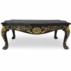 Casa Padrino Luxus Barock Couchtisch Schwarz / Gold 121 cm - Barock Möbel - Made in Italy