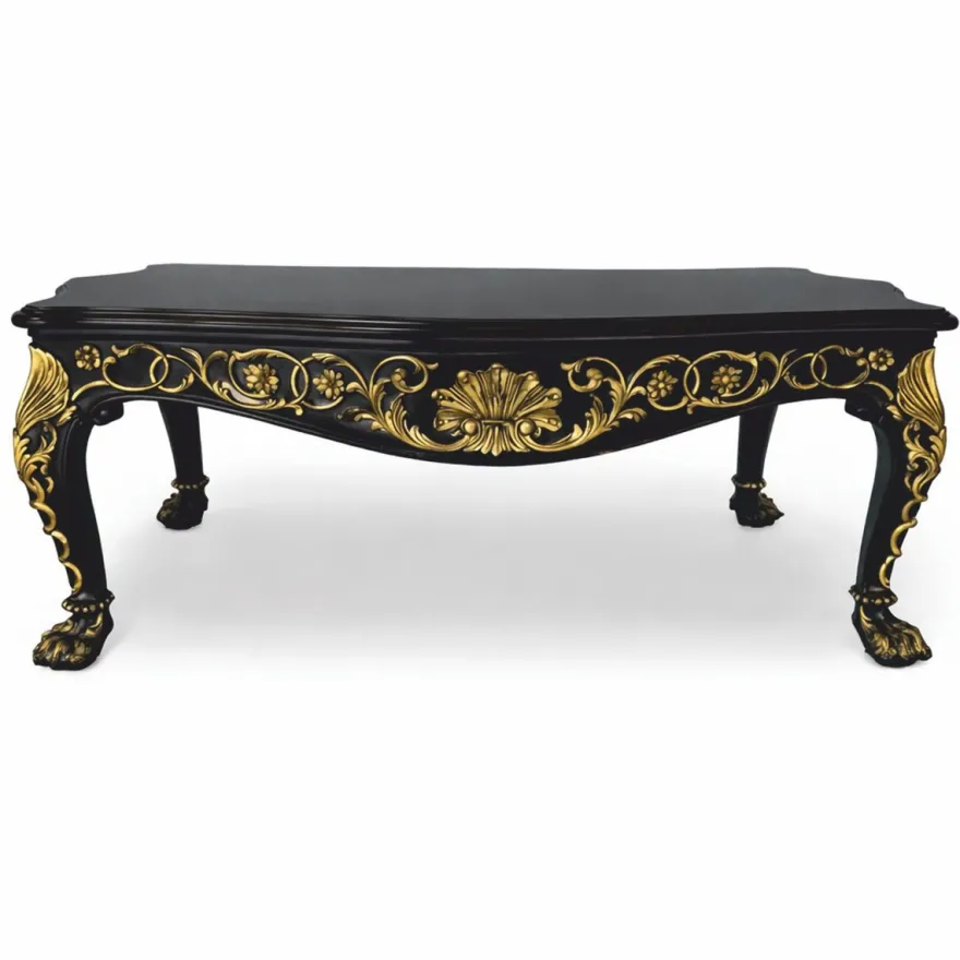 Casa Padrino Luxus Barock Couchtisch Schwarz / Gold 121 cm - Barock Möbel - Made in Italy