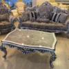 Casa Padrino Luxus Barock Couchtisch Silber / Schwarz / Gold - Rechteckiger Massivholz Wohnzimmertisch im Barockstil - Barock Möbel - Luxus Möbel im Barockstil - Barock Einrichtung