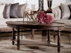 Casa Padrino Luxus Barock Couchtisch Braun - Ovaler Massivholz Wohnzimmertisch im Barockstil - Barock Wohnzimmer Möbel