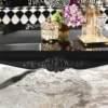 Casa Padrino Luxus Barock Couchtisch Schwarz 144 x 98 x H. 46 cm - Barockstil Wohnzimmertisch mit Glasplatte - Barockmöbel