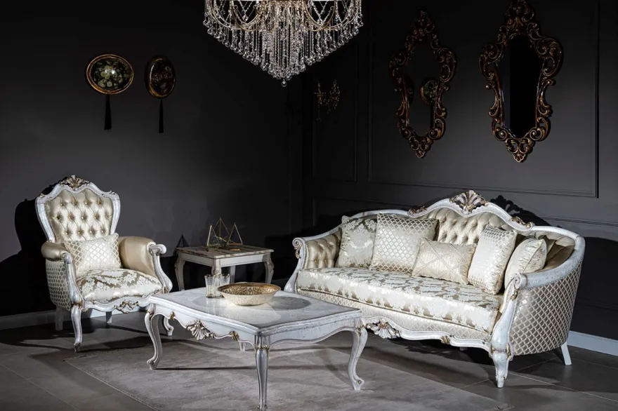 Casa Padrino Luxus Barock Couchtisch Antik Weiß / Gold 118 x 80 x H. 48 cm - Massivholz Wohnzimmertisch - Wohnzimmer Möbel im Barockstil