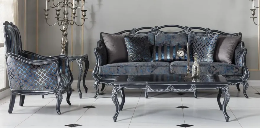 Casa Padrino Luxus Barock Couchtisch Grau 118 x 80 x H. 48 cm - Edler Massivholz Wohnzimmertisch - Barockstil Wohnzimmer Möbel