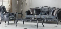 Casa Padrino Luxus Barock Couchtisch Grau 118 x 80 x H. 48 cm - Edler Massivholz Wohnzimmertisch - Barockstil Wohnzimmer Möbel