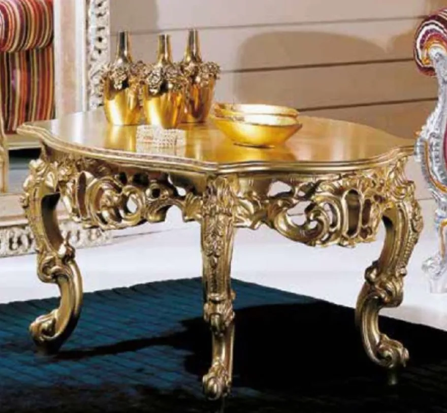Casa Padrino Luxus Barock Couchtisch Gold - Prunkvoller Massivholz Wohnzimmertisch im Barockstil - Barock Möbel - Barock Interior - Edel & Prunkvoll - Luxus Qualität - Made in Italy