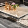Casa Padrino Luxus Barock Couchtisch Antik Silber 140 x 90 x H. 45 cm - Edler Massivholz Wohnzimmertisch mit Spiegelglas - Luxus Qualität