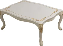 Casa Padrino Luxus Barock Couchtisch Weiß / Gold - Handgefertigter Barockstil Wohnzimmertisch - Luxus Möbel im Barockstil - Barockstil Wohnzimmer Möbel - Barock Einrichtung - Barock Möbel