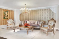 Casa Padrino Luxus Barock Couchtisch Beige / Kupferfarben 133 x 92 x H. 45 cm - Prunkvoller Massivholz Wohnzimmertisch mit edlen Verzierungen - Barock Wohnzimmer Möbel