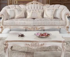 Casa Padrino Luxus Barock Couchtisch Weiß / Antik Bronze 122 x 82 x H. 46 cm - Massivholz Wohnzimmertisch im Barockstil