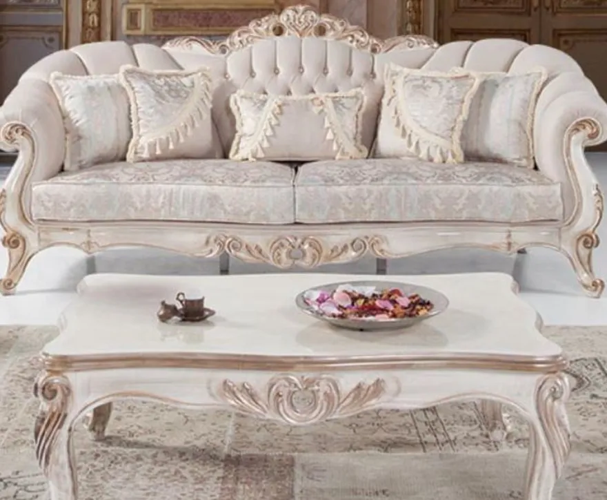 Casa Padrino Luxus Barock Couchtisch Weiß / Antik Bronze 122 x 82 x H. 46 cm - Massivholz Wohnzimmertisch im Barockstil