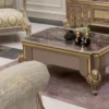 Casa Padrino Luxus Barock Couchtisch Schwarz / Grau / Gold 110 x 72 x H. 48 cm - Massivholz Wohnzimmertisch - Möbel im Barockstil