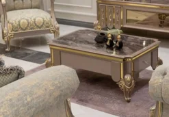 Casa Padrino Luxus Barock Couchtisch Schwarz / Grau / Gold 110 x 72 x H. 48 cm - Massivholz Wohnzimmertisch - Möbel im Barockstil