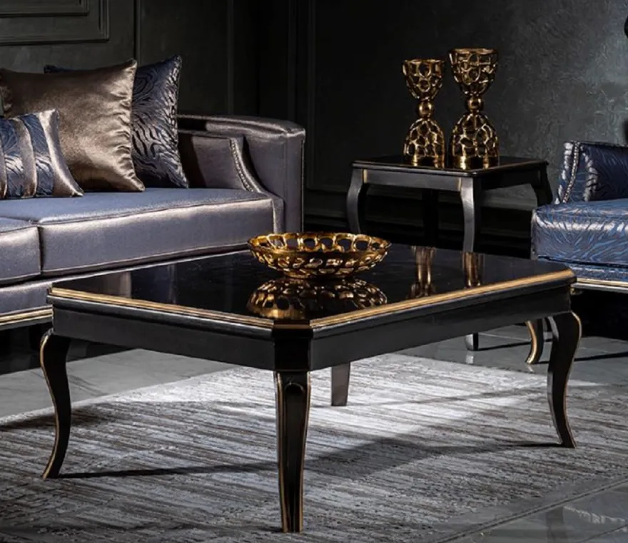 Casa Padrino Luxus Barock Couchtisch Schwarz / Gold - Eleganter Wohnzimmertisch im Barockstil - Handgefertigter Massivholz Tisch - Barock Wohnzimmer Möbel