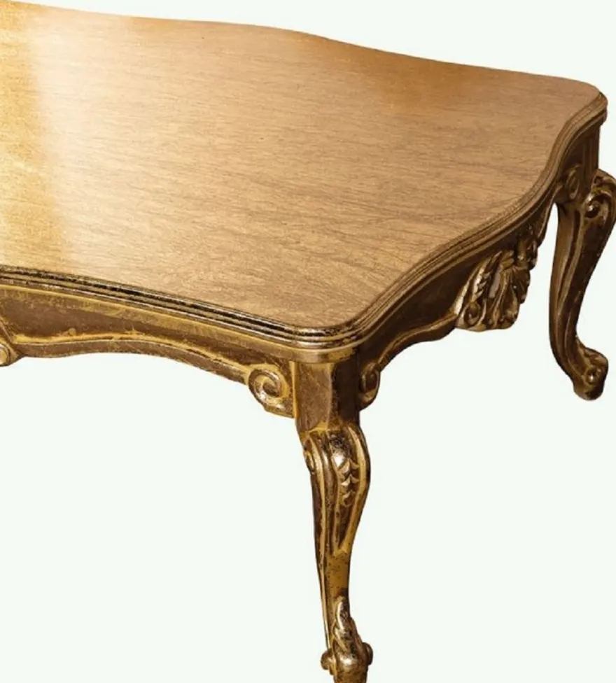 Casa Padrino Luxus Barock Couchtisch Gold - Massivholz Wohnzimmertisch im Barockstil - Barock Wohnzimmer Möbel - Edel & Prunkvoll