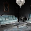 Casa Padrino Luxus Barock Couchtisch Weiß / Silber / Gold 120 x 81 x H. 46 cm - Massivholz Wohnzimmertisch - Wohnzimmer Möbel im Barockstil