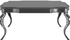 Casa Padrino Luxus Barock Couchtisch Schwarz / Silber 127 x 127 x H. 45 cm - Edler Wohnzimmertisch im Barockstil - Barock Wohnzimmer Möbel