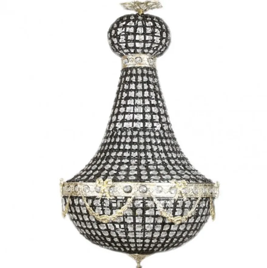 Casa Padrino Luxus Barock Decken Hängeleuchte - Elegante Pendellampe in Schwarz und Silber, 45 x H 90 cm