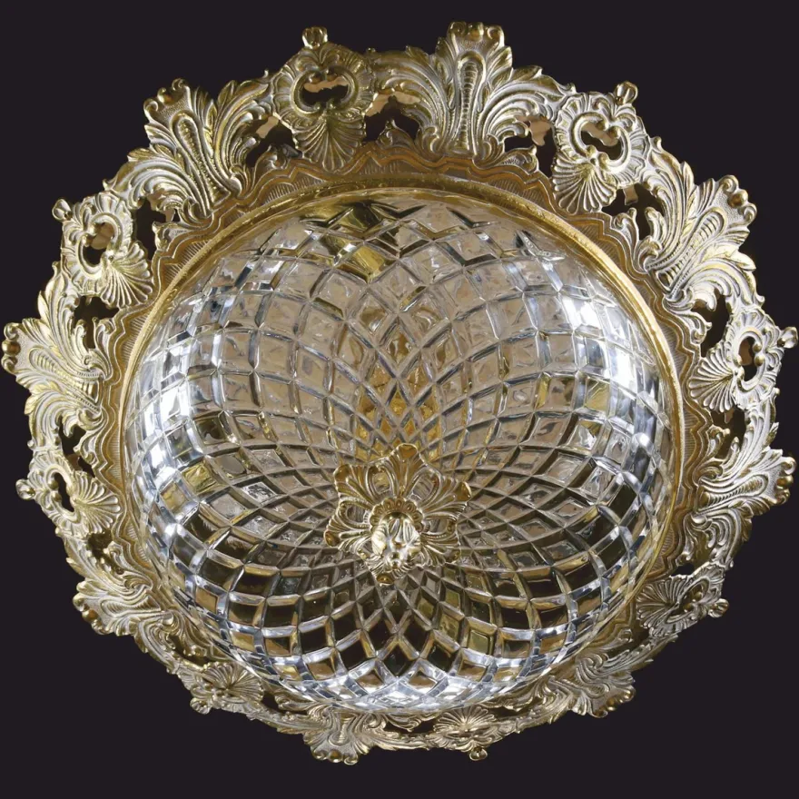 Casa Padrino Luxus Barock Deckenleuchte Weiß / Gold Ø 47 cm - Barock Leuchten