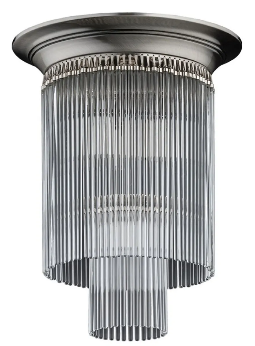 Casa Padrino Luxus Barock Deckenleuchte Silber Ø 34 x H. 41 cm - Barockstil Leuchten