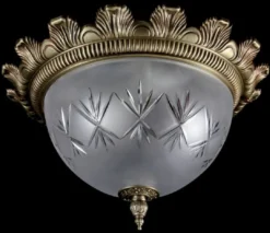 Casa Padrino Luxus Barock Deckenleuchte Messing mit Patina Ø 37 x H. 21 cm - Runde Barockstil Deckenlampe - Barock Leuchten