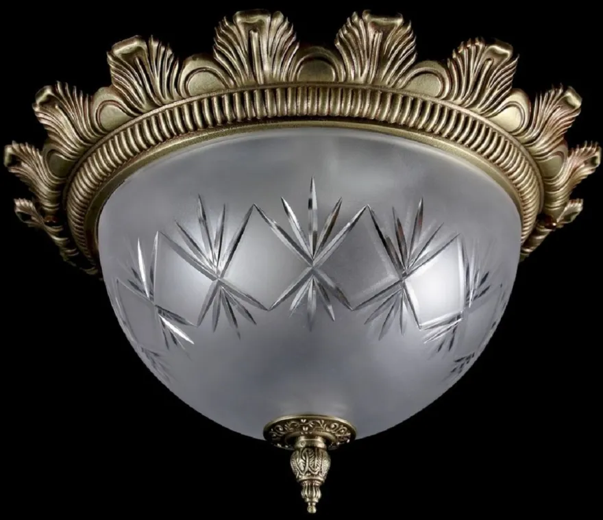 Casa Padrino Luxus Barock Deckenleuchte Messing mit Patina Ø 37 x H. 21 cm - Runde Barockstil Deckenlampe - Barock Leuchten