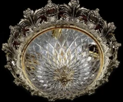 Casa Padrino Luxus Barock Deckenleuchte Antik Messing Ø 47 x H. 21 cm - Runde Barockstil Deckenlampe - Barock Leuchten