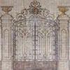 Casa Padrino Luxus Barock Deko Wandgemälde Das Prunkvolle Tor Beige / Mehrfarbig 290 x H. 310 cm - Handgefertigte & Handbemalte Naturstein Mosaik Fliesen - Barock Wanddeko