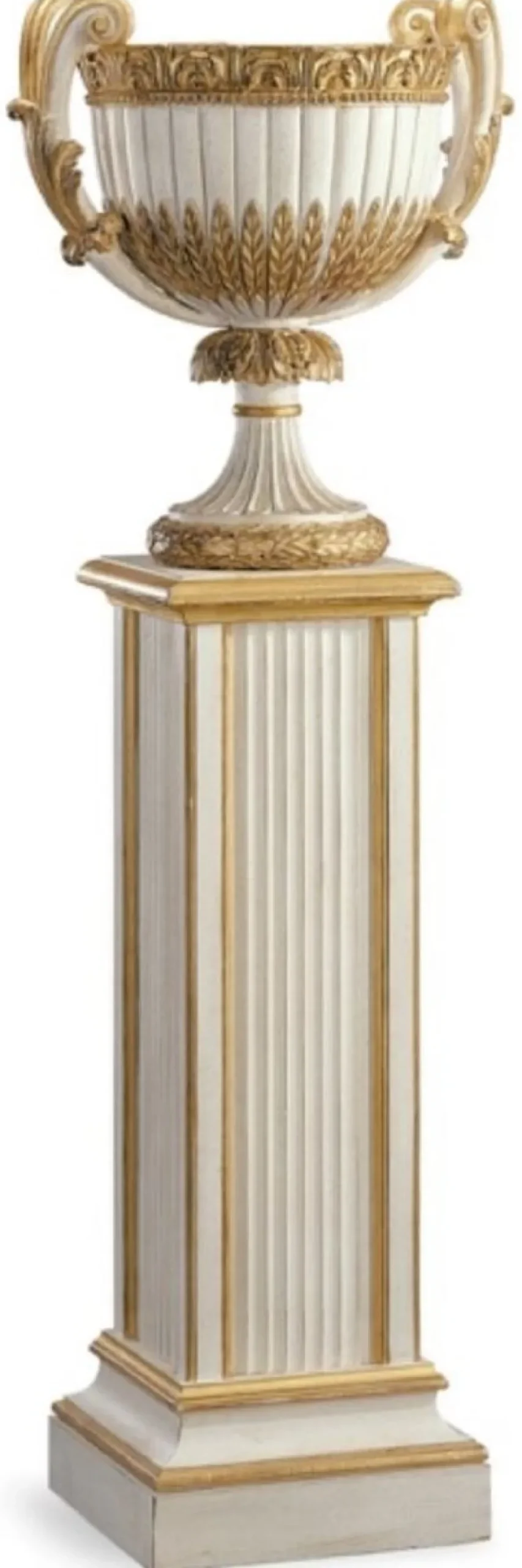 Casa Padrino Luxus Barock Deko Vase Antik Weiß / Antik Gold - Prunkvolle Barockstil Massivholz Blumenvase - Barock Deko Accessoires - Edel & Prunkvoll - Luxus Qualität - Made in Italy