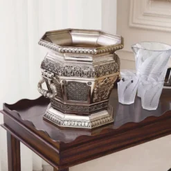Casa Padrino Luxus Barock Deko Weinkühler Antik Silber H. 30 cm - Hotel Deko