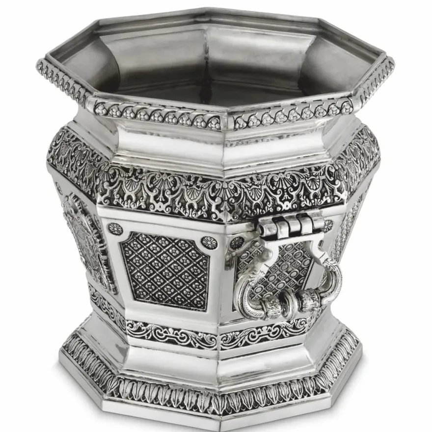 Casa Padrino Luxus Barock Deko Weinkühler Antik Silber H. 30 cm - Hotel Deko