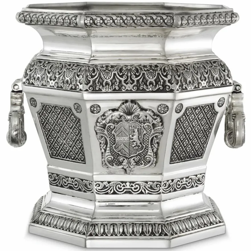 Casa Padrino Luxus Barock Deko Weinkühler Antik Silber H. 30 cm - Hotel Deko