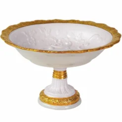 Casa Padrino Luxus Barock Deko Porzellan Schale Weiß / Gold Ø 18 x H. 11 cm - Handgefertigte Nussschale mit 24 Karat Vergoldung - Made in Italy