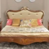 Casa Padrino Luxus Barock Doppelbett Gold / Braun / Gold - Prunkvolles Massivholz Bett im Barockstil - Barock Schlafzimmer & Hotel Möbel - Luxus Qualität - Made in Italy