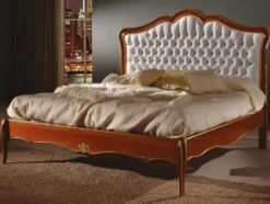 Casa Padrino Luxus Barock Doppelbett Weiß / Braun / Gold - Prunkvolles Massivholz Bett - Barock Schlafzimmer Möbel - Luxus Qualität - Made in Italy