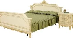 Casa Padrino Luxus Barock Doppelbett Creme / Beige - Prunkvolles Massivholz Bett - Luxus Schlafzimmer Möbel im Barockstil - Barock Schlafzimmer Möbel - Edel & Prunkvoll