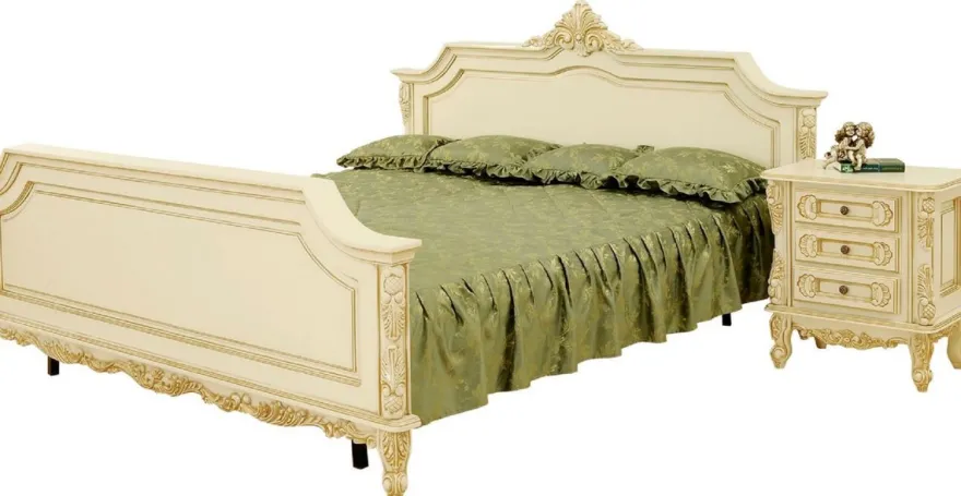 Casa Padrino Luxus Barock Doppelbett und 2 Nachtkommoden