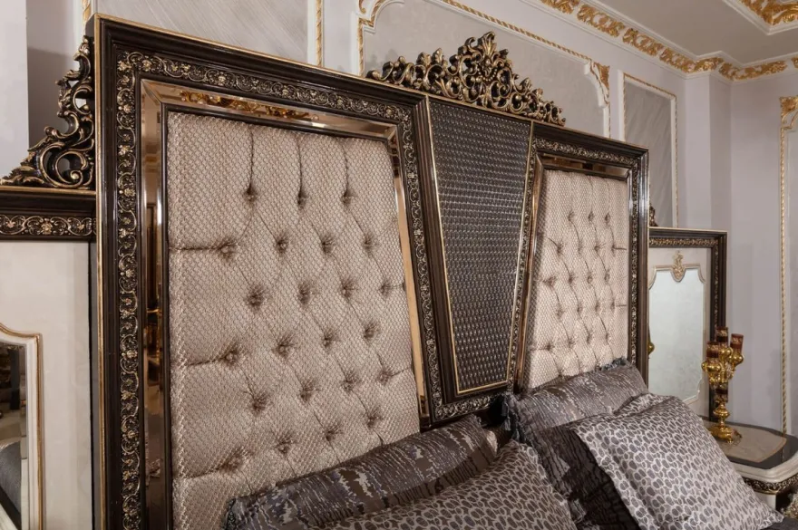 Casa Padrino Luxus Barock Doppelbett und 2 Nachtkommoden