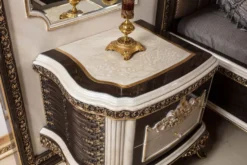 Casa Padrino Luxus Barock Doppelbett und 2 Nachtkommoden